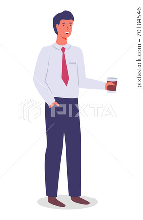 Smiling man young businessman dressed in shirt and tie standing at full height vector illustration 70184546