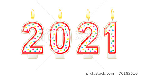 Happy New Year. Lighted candles number isolated Happy New Year. Lighted candles number isolated 70185516