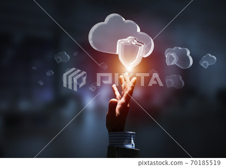 Computer and internet security concept presented by icon cloud. Mixed media Computer and internet security concept presented by icon cloud. Mixed media 70185519