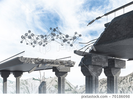 Damaged stone bridge as idea for problem and social connection concept Damaged stone bridge as idea for problem and social connection concept 70186098