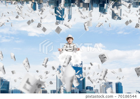 Young boy keeping mind conscious. 70186544