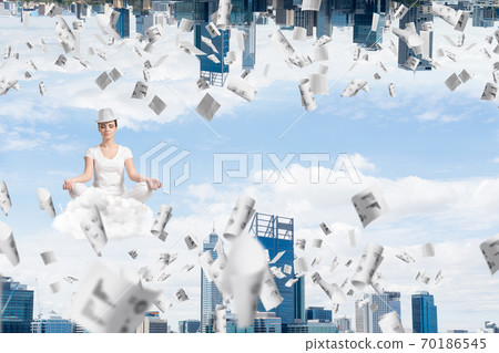 Young woman keeping mind conscious. 70186545