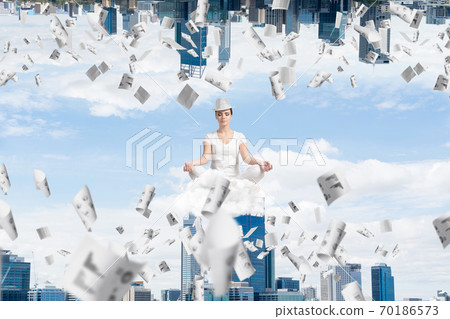 Young woman keeping mind conscious. 70186573