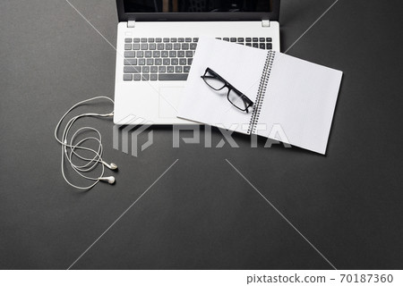 Still life of office workplace with supplies Still life of office workplace with supplies 70187360