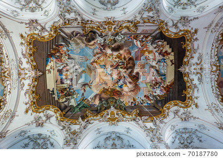 Interior of Baroque Marienmuenster Church, Diessen, Ammersee, Bavaria, Germany 70187780