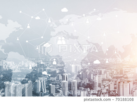 Modern city and social net as concept for global networking 70188108