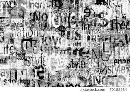 Abstract grunge urban geometric chaotic words, letters background 70188384