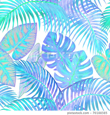 Watercolor surreal abstract seamless pattern with tropical exotic plants Watercolor surreal abstract seamless pattern with tropical exotic plants 70188385
