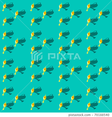 Photo seamless pattern yellow watering can for watering flowers with shadows on a colored turquoise 70188540