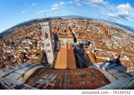 Full fisheye aerial view of Florence town center (Italy) Full fisheye aerial view of Florence town center (Italy) 70188582
