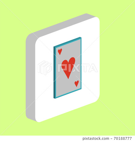 Hearts card Simple vector icon. Illustration symbol design template for web mobile UI element. Perfect color isometric pictogram on 3d white square. Hearts card icons for business project. Hearts card Simple vector icon. Illustration symbol design template for web mobile UI element. Perfect color isometric pictogram on 3d white square. Hearts card icons for business project. 70188777