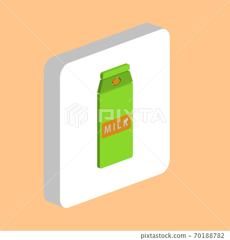 Milk box Simple vector icon. Illustration symbol design template for web mobile UI element. Perfect color isometric pictogram on 3d white square. Milk box icons for business project. 70188782
