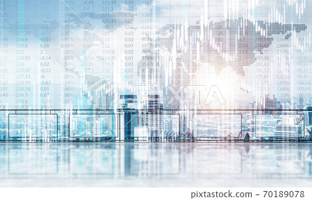 Concept of global communication and networking with world map over cityscape Concept of global communication and networking with world map over cityscape 70189078