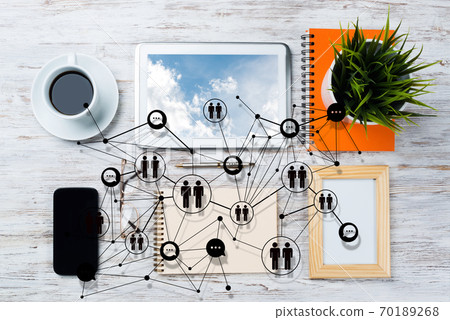 Networking and social communication concepts. Networking and social communication concepts. 70189268