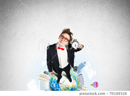 Comic businessman in red glasses 70189326