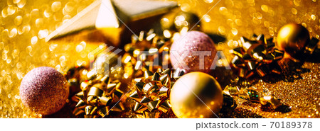 Christmas composition with golden decoration Christmas composition with golden decoration 70189378