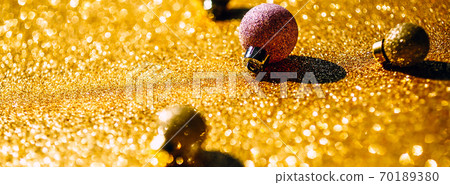 Christmas composition with golden decoration Christmas composition with golden decoration 70189380