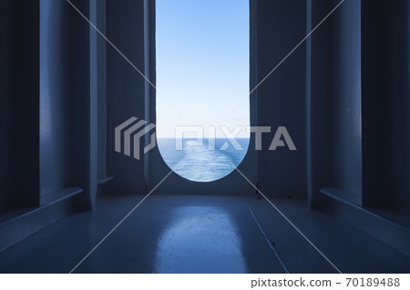 Ship's Wake.  The view from a ship's stern as it travels across the ocean. 70189488