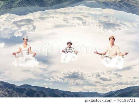 Young family keeping mind conscious. 70189721