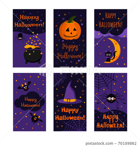 Happy Halloween greeting card vector collection. 70189862