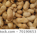 Unrefined peanuts shell texture closeup background. Healthcare ingredients nuts food. Vegetarian organic meal. Legume peanut fruits.  70190653