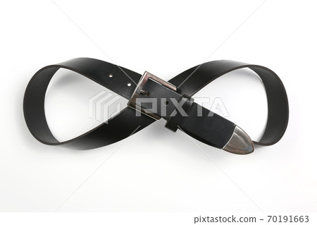 black leather belt on white background black leather belt on white background 70191663
