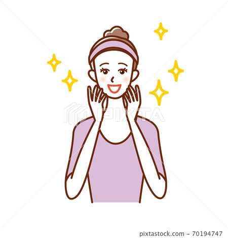 Women in their 20s and 30s with various facial expressions thinking about skin care. I'm happy that my skin is clean. Women in their 20s and 30s with various facial expressions thinking about skin care. I'm happy that my skin is clean. 70194747