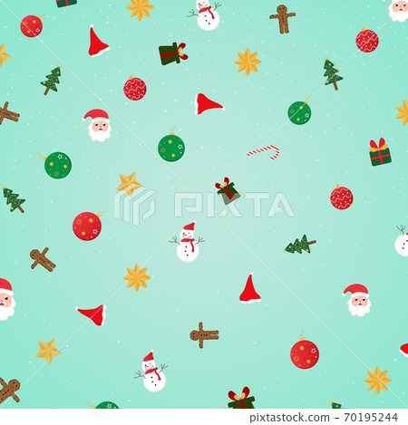 Christmas cartoon pattern banner esign cyan color background. 70195244
