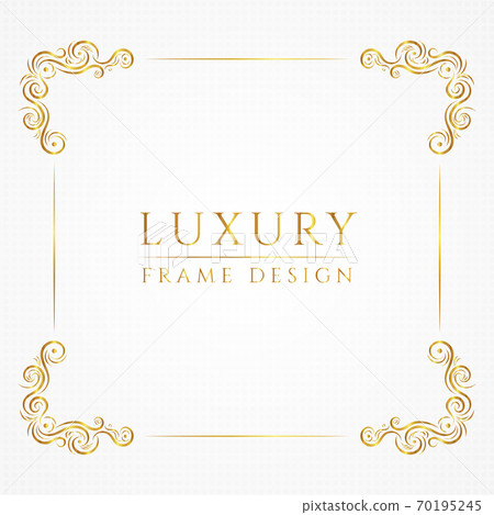 Gold luxury banner frame floral design white background. Gold luxury banner frame floral design white background. 70195245