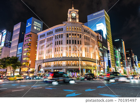 Tokyo cityscape of Japan Tokyo Ginza (night view / car flow) = October 2, 2020 70195497