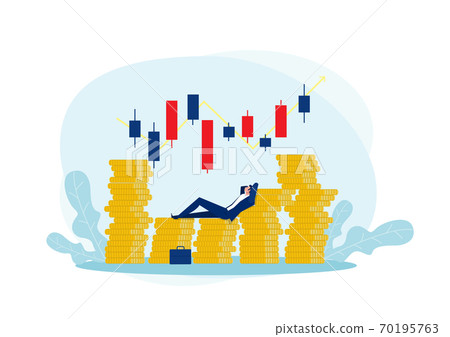 Millionaire Businessman rich money With market stock trade Vector Illustration. Millionaire Businessman rich money With market stock trade Vector Illustration. 70195763