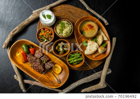 Shish kebab and couscous dishes Shish kebab and couscous dishes 70196492