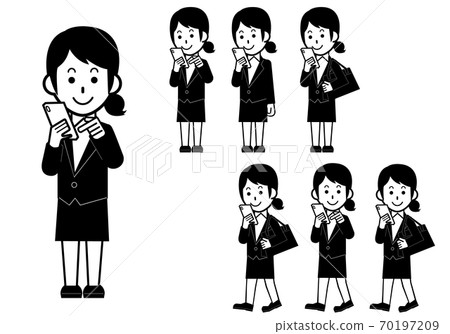 為女商人每天操作其智能手機設置的插圖 70197209