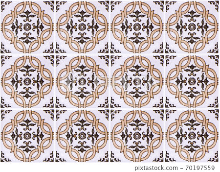 Colorful vintage ceramic tiles wall decoration.Turkish ceramic tiles wall background 70197559