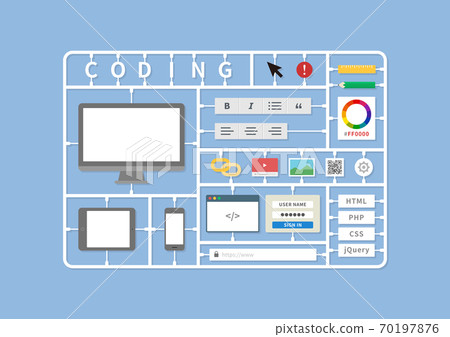 Illustration material for coding, programming, and site production 70197876