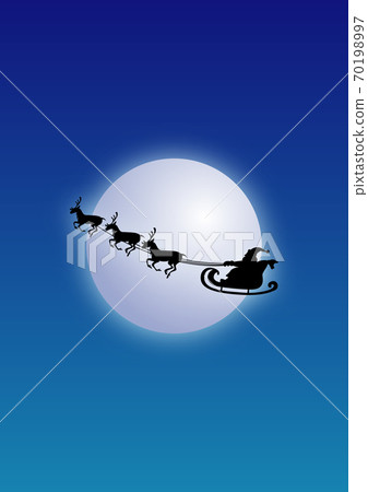 Illustration image of full moon and Santa Claus Illustration image of full moon and Santa Claus 70198997