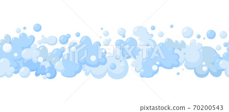 Foam made of soap or clouds. Horizontal seamless pattern in white background. Blue foam and bubbles for cleaning. Vector illustration 70200543