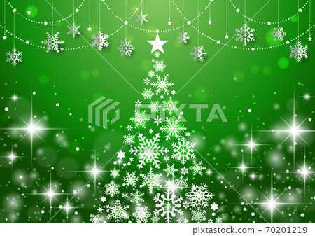 Glitter ☆ Simple landscape of Christmas tree and snowflake ornament Green Glitter ☆ Simple landscape of Christmas tree and snowflake ornament Green 70201219