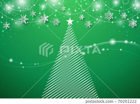 閃光☆聖誕樹和雪晶裝飾的簡單景觀綠色 閃光☆聖誕樹和雪晶裝飾的簡單景觀綠色 70201222