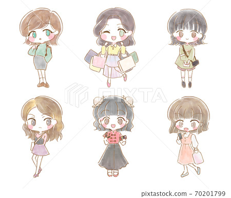 Fashionable girl 3 ・ A pattern 70201799