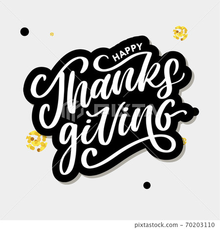 happy thanksgiving lettering calligraphy text... - Stock Illustration ...