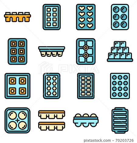 Ice cube trays icons set vector flat 70203726