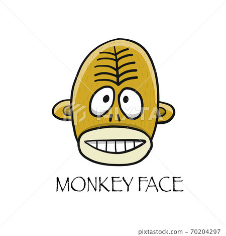 Funny monkey face. Sketch for your design. Childish style 70204297