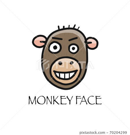 Funny monkey face. Sketch for your design. Childish style 70204299