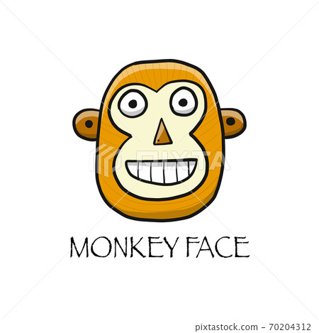Funny monkey face. Sketch for your design. Childish style Funny monkey face. Sketch for your design. Childish style 70204312