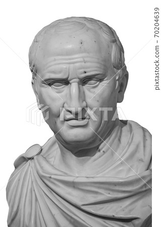 Cicero, the greatest ancient roman orator, marble statue in front of Rome Old Palace of Justice, made in 19th century (isolated on white background) 70204639