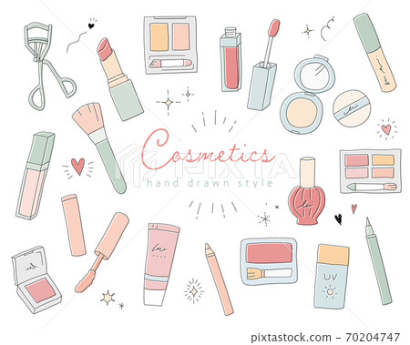 一組化妝品,化妝品和化妝品的時尚手繪插圖/可愛/美容/美容/化妝 一組化妝品,化妝品和化妝品的時尚手繪插圖/可愛/美容/美容/化妝 70204747