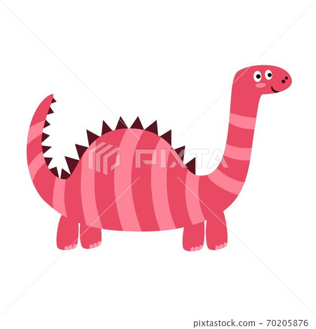 Cute dinosaur with long neck isolated element. Funny dinosaur for kids design Cute dinosaur with long neck isolated element. Funny dinosaur for kids design 70205876