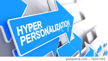 Hyper Personalization - Label on Blue Pointer. 3D. - Stock Illustration ...