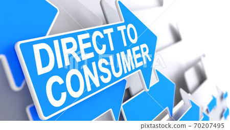Direct To Consumer - Text on Blue Pointer. 3D. 70207495